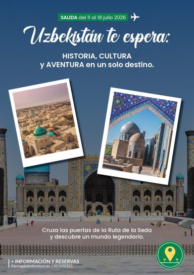 Paisajes de Uzbekistán, destacando su historia, cultura y aventura turística.